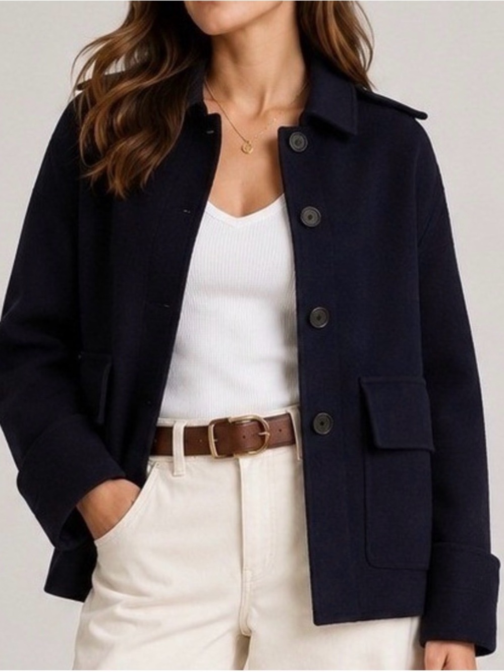 Madewell Italian Wool Blend Double-Faced Chore Jacket in Navy size small NWT